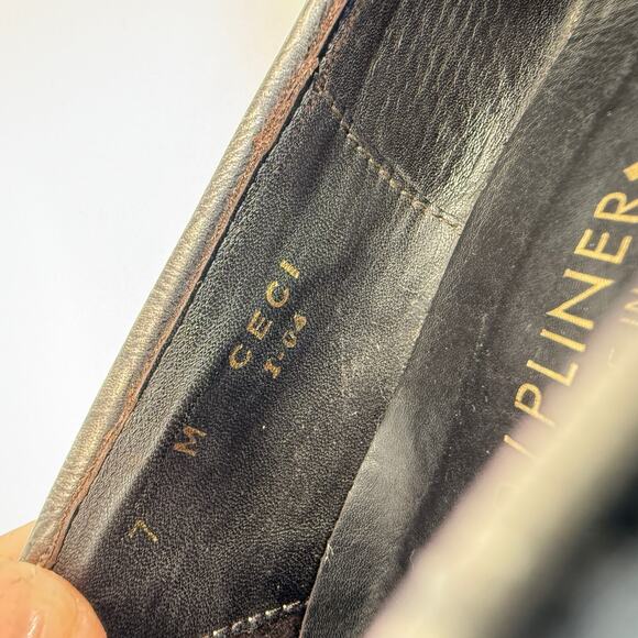 Donald J Pliner Women’s Pumps 7M CECI Beaded Gray Red Peep Toe Platform Heels - Picture 7 of 8